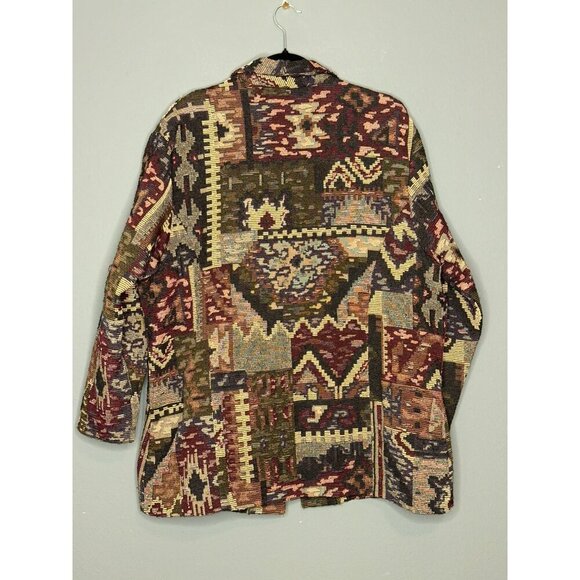 VTG Sunbelt 1980s Tapestry Jacket Women's XL Southwestern Tribal Aztec Boho - Picture 2 of 13